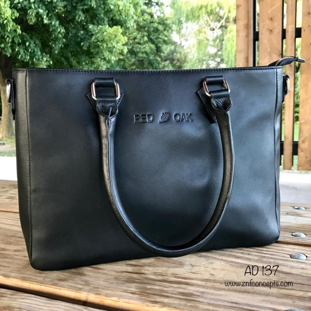 Leather Tote, Black Leather Tote - Picture 1 of 8